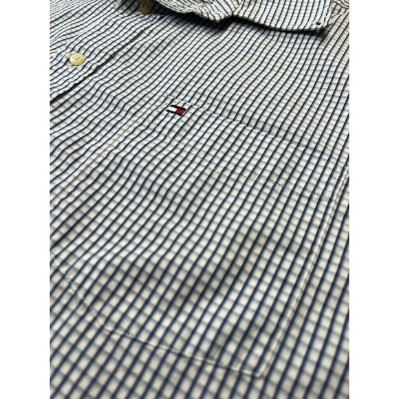 Tommy Hilfiger Button-Down Short Sleeve Shirt with Pocket - White w/ Stripes XXL - Picture 7 of 12